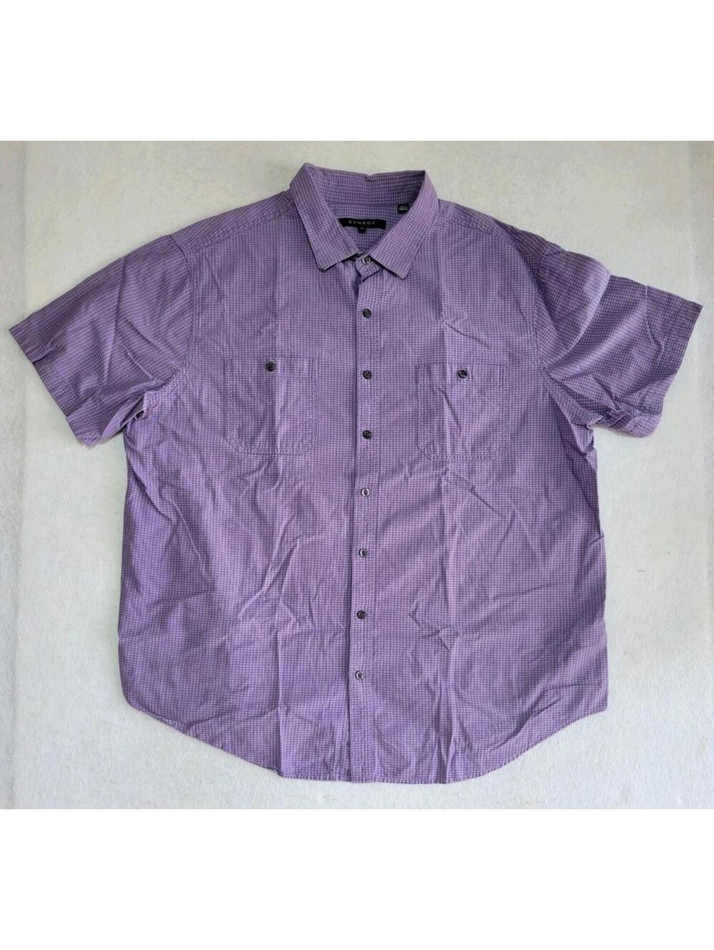 SYNRGY Purple and White Gingham Button Up Shirt Mens XL
